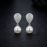 Elegant Pearl Drop Earrings (ERG-SLV-016)