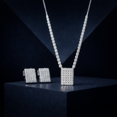 Imperial Radiance Rectangular Jewelry Set (NECBR-SLV_002)