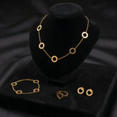 Radiant Circles Gold Jewelry Set (NECBR-GLD-005)