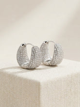 Classic Sparkle Pavé Hoop Earrings (ERG-SLV-009)