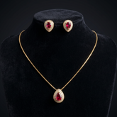 Ruby Radiance Teardrop Jewelry Set (NEC-RED-010)