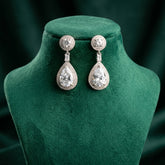Radiant Halo Drop Earrings (ERG-SLV-018)