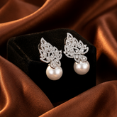Luminous Pearl Filigree Drop Earrings (ERG-SLV-002)