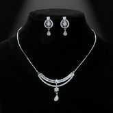 Celestial Diamond Cascade Necklace Set (NEC-SLV-009)