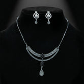 Royal Sapphire Elegance Necklace Set (NEC-SLVB-009)