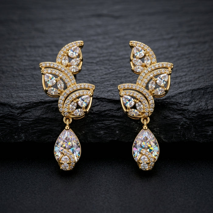 Elegant Crystal Drop Earrings (ERG-GLD-015)