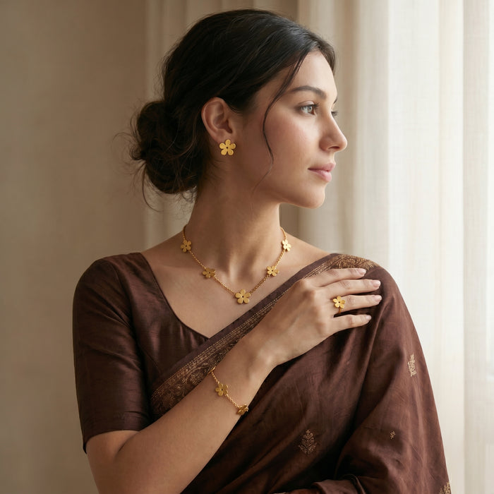 Golden Blossom Jewelry Set