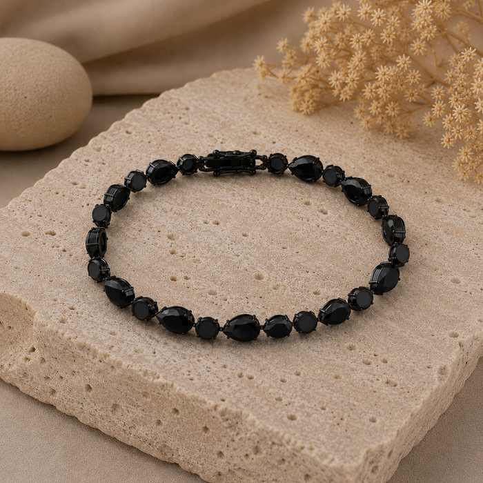 Midnight Elegance Crystal Bracelet (BRLT-BLK-003)
