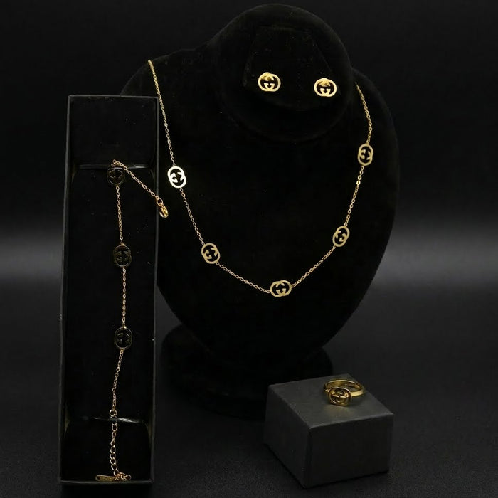 Timeless Elegance Gold Jewelry Set (NECBR-GLD-004)
