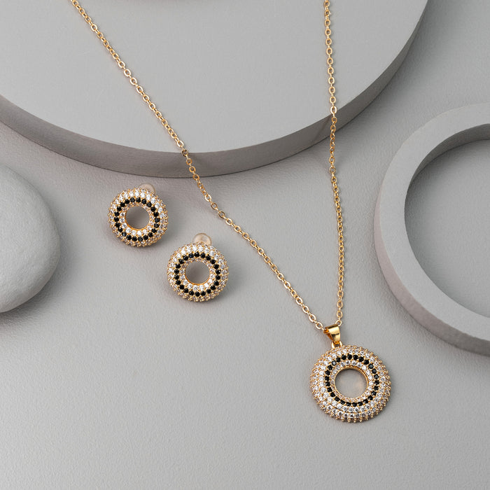 Crystal Aura Pendant & Stud Set (NEC-GLBD-004)