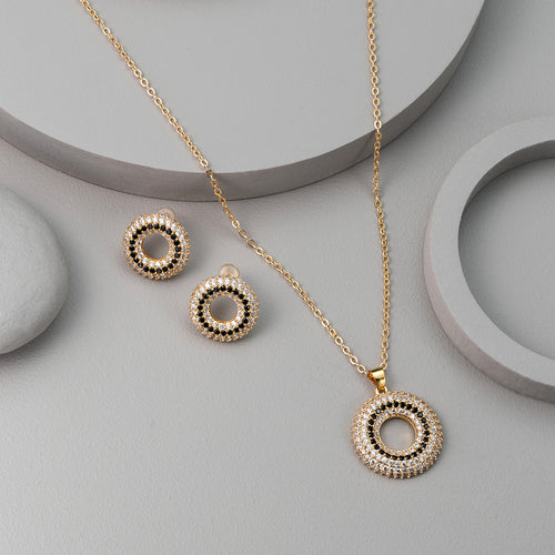 Crystal Aura Pendant & Stud Set (NEC-GLBD-004)