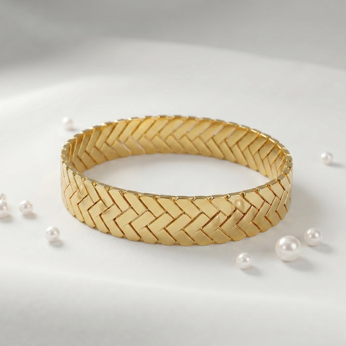 Golden Weave Luxe Bangle (BNGL-GLD-003)