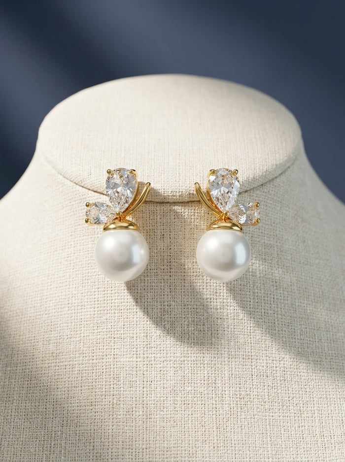 Emerald Grace Pearl Drop Earrings (ERG-GLD-023)