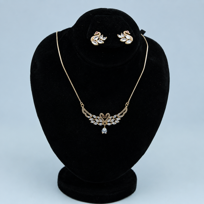 Regal Blossom Statement Necklace Set (NEC-GLD-011)