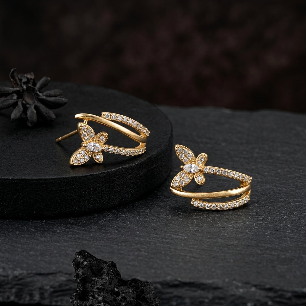 Golden Bloom Diamond Earrings (ERG-GLD-014)