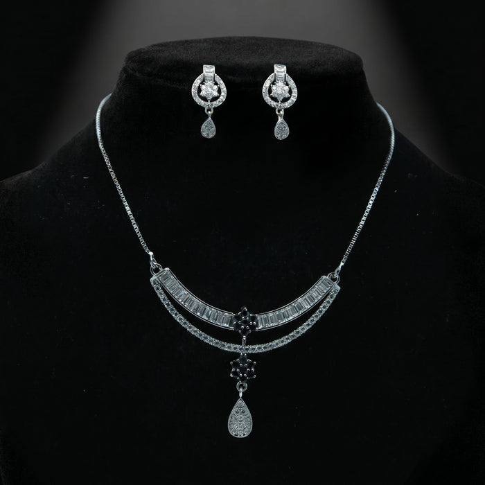 Royal Sapphire Elegance Necklace Set (NEC-SLVB-009)